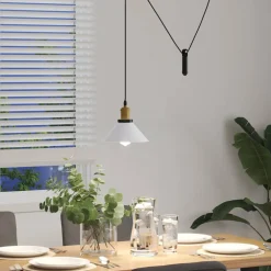 vidaXL Hanglamp in hoogte verstelbaar E27 Ø22 cm metaal glanzend wit