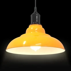 vidaXL Hanglamp in hoogte verstelbaar E27 Ø31 cm metaal glanzend geel