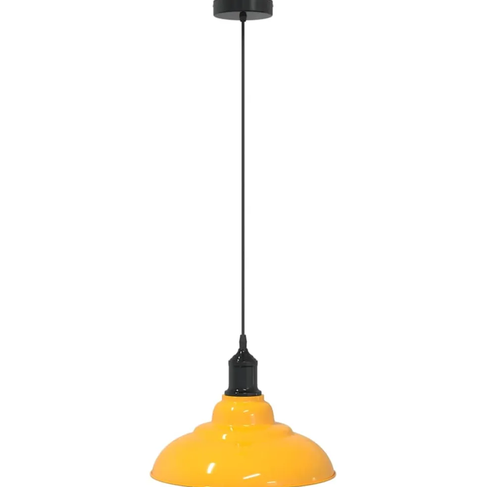 vidaXL Hanglamp in hoogte verstelbaar E27 Ø31 cm metaal glanzend geel