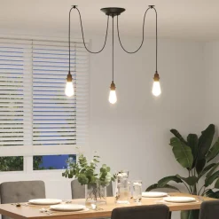 vidaXL Hanglamp met 3 lamphouders E27 metaal zwart