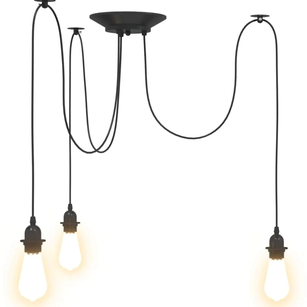 vidaXL Hanglamp met 3 lamphouders E27 metaal zwart