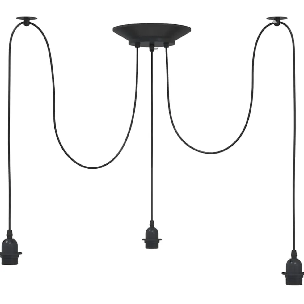 vidaXL Hanglamp met 3 lamphouders E27 metaal zwart