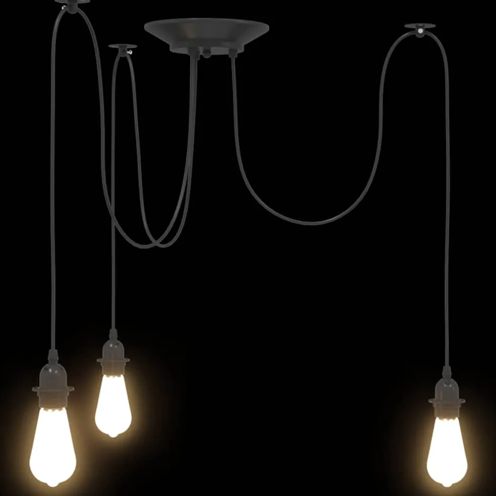 vidaXL Hanglamp met 3 lamphouders E27 metaal zwart
