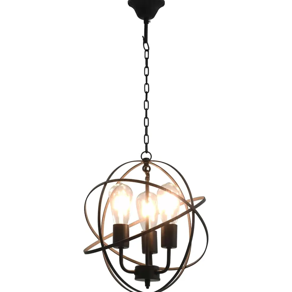 vidaXL Hanglamp rond 3xE27 zwart
