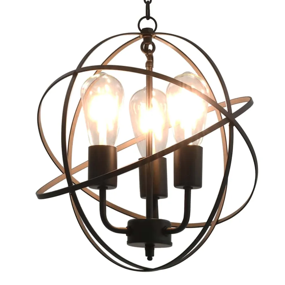 vidaXL Hanglamp rond 3xE27 zwart