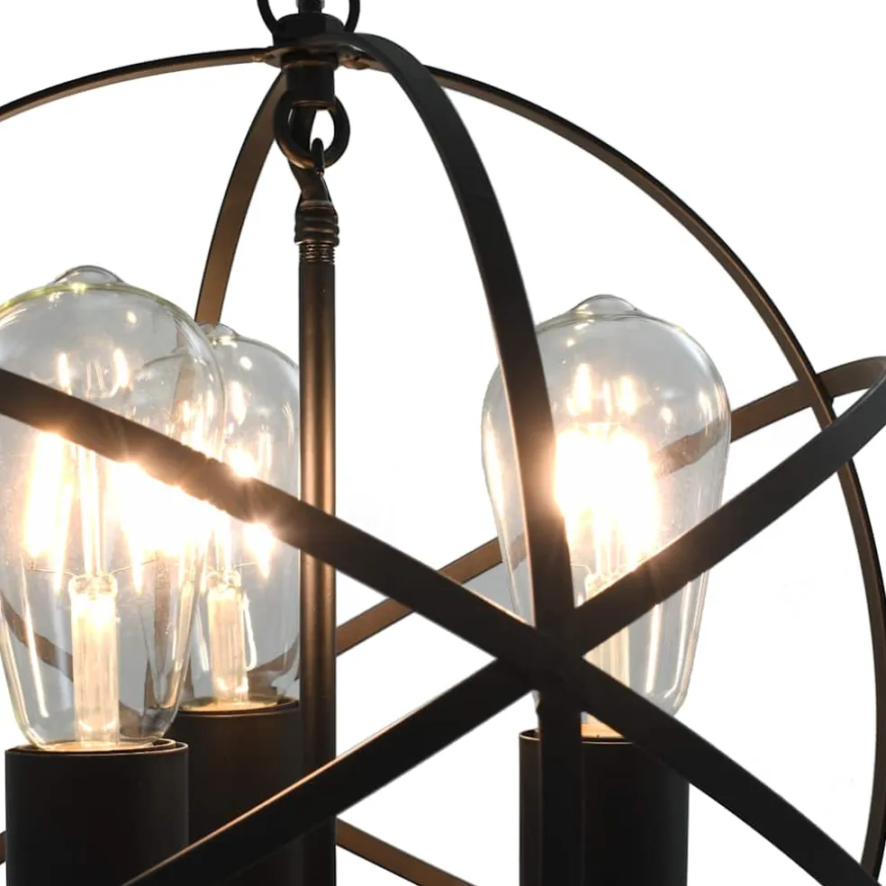 vidaXL Hanglamp rond 3xE27 zwart