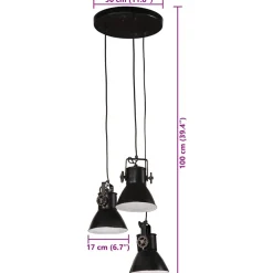 vidaXL Hanglamp 25 W E27 30x30x100 cm zwart