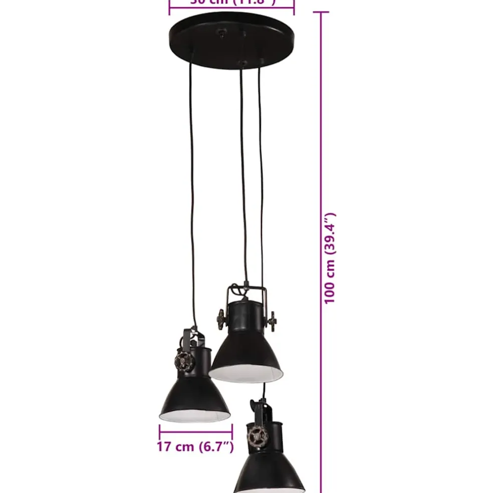 vidaXL Hanglamp 25 W E27 30x30x100 cm zwart