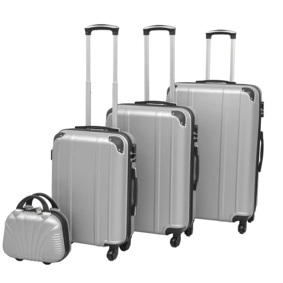VidaXL Harde rolkoffer set zilver 4-dlg