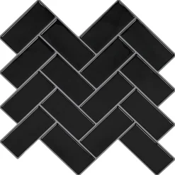 vidaXL Haringbeen Tegel 10 st Zwart 30 x 30 cm Polyurethaan en PET