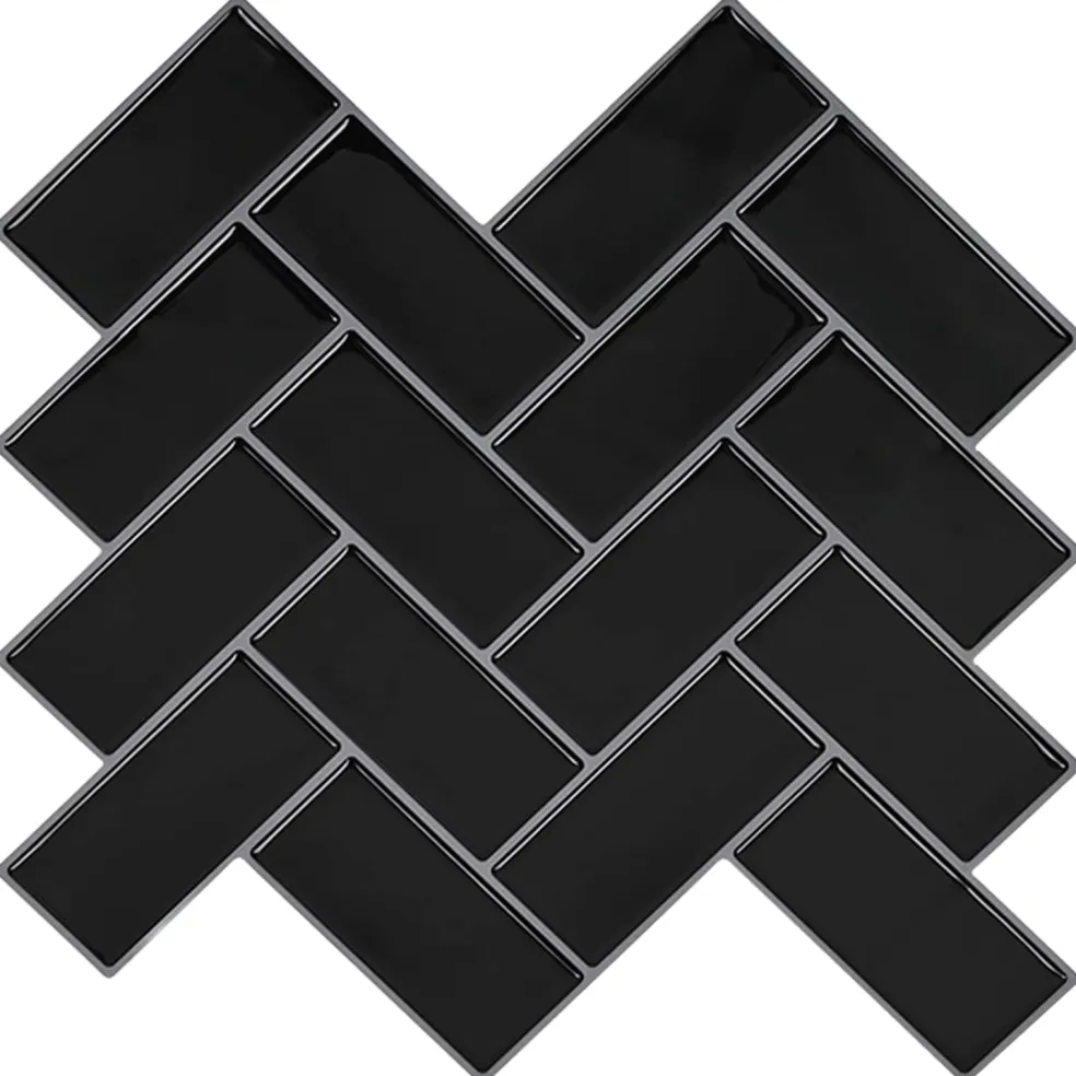 vidaXL Haringbeen Tegel 10 st Zwart 30 x 30 cm Polyurethaan en PET