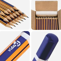 vidaXL HB Potloden Ø 0,7 x 18 cm Blauw en Geel Massief Populieren Hout