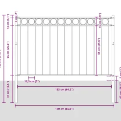 vidaXL Hecelement ASSEN 170 x 130 cm Staal Grijs