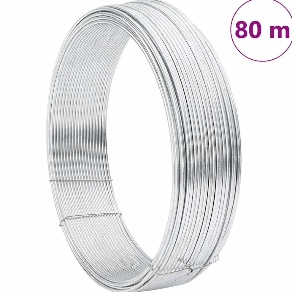 vidaXL Hek binddraad Zilver 80 m Warm verzinkte draad
