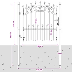 vidaXL Hekdeur met spijkers EMMEN 100 x 100 cm Poedergecoat staal