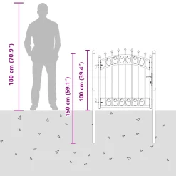 vidaXL Hekdeur met spijkers EMMEN 100 x 100 cm Grijs Vergrendelbaar