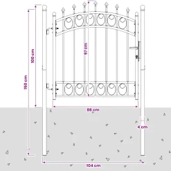 vidaXL Hekdeur met spijkers EMMEN 100 x 100 cm Grijs Vergrendelbaar