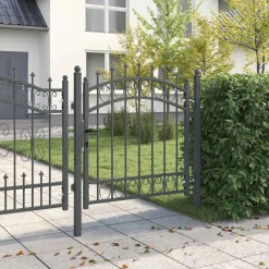 vidaXL Hekdeur met spijkers EMMEN 100 x 100 cm Grijs Vergrendelbaar