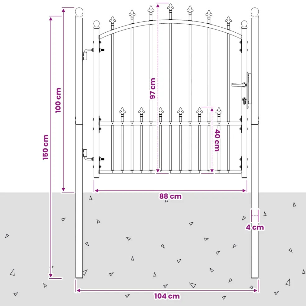 vidaXL Hekdeur met spijkers EMMEN 100 x 100 cm Poedergecoat staal