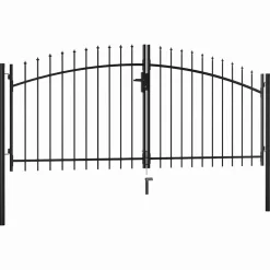 vidaXL Hekkenpoorten WOERDEN 300 x 150 cm Staal Grijs Vergrendelbaar