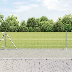 vidaXL Hekpaal met betonnen voet 52 st zilver Gepoedercoat staal