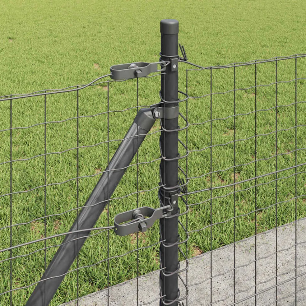 vidaXL Hekpaal met betonnen voet 52 st Grijs Gepoedercoat staal