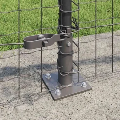 vidaXL Hekpaal met betonnen voet 7 st Grijs Gepoedercoat staal