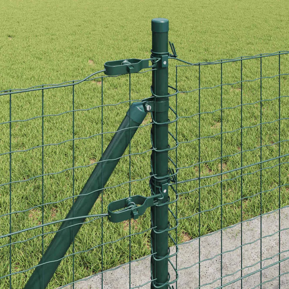 vidaXL Hekpaal met betonnen voet 13 st Groen Gepoedercoat staal