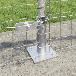 vidaXL Hekpaal met betonnen voet 7 st zilver Gepoedercoat staal