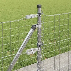 vidaXL Hekpaal met betonnen voet 13 st zilver Gepoedercoat staal