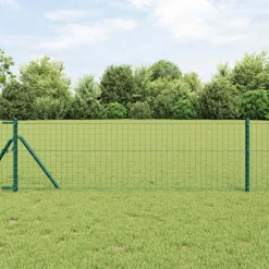 vidaXL Hekpaal 2 st Groen 50 cm Poedergecoat staal