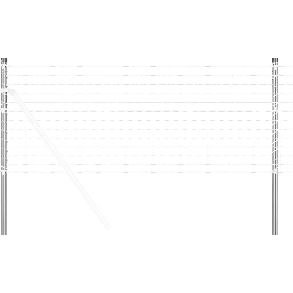 vidaXL Hekpaal 2 st zilver 50 cm Poedergecoat staal