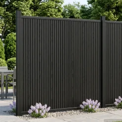 vidaXL Hekpaneel 2 st 355 x 186,5 cm WPC en Aluminium Zwart
