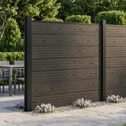 vidaXL Hekpaneel WPC en Aluminium Zwart