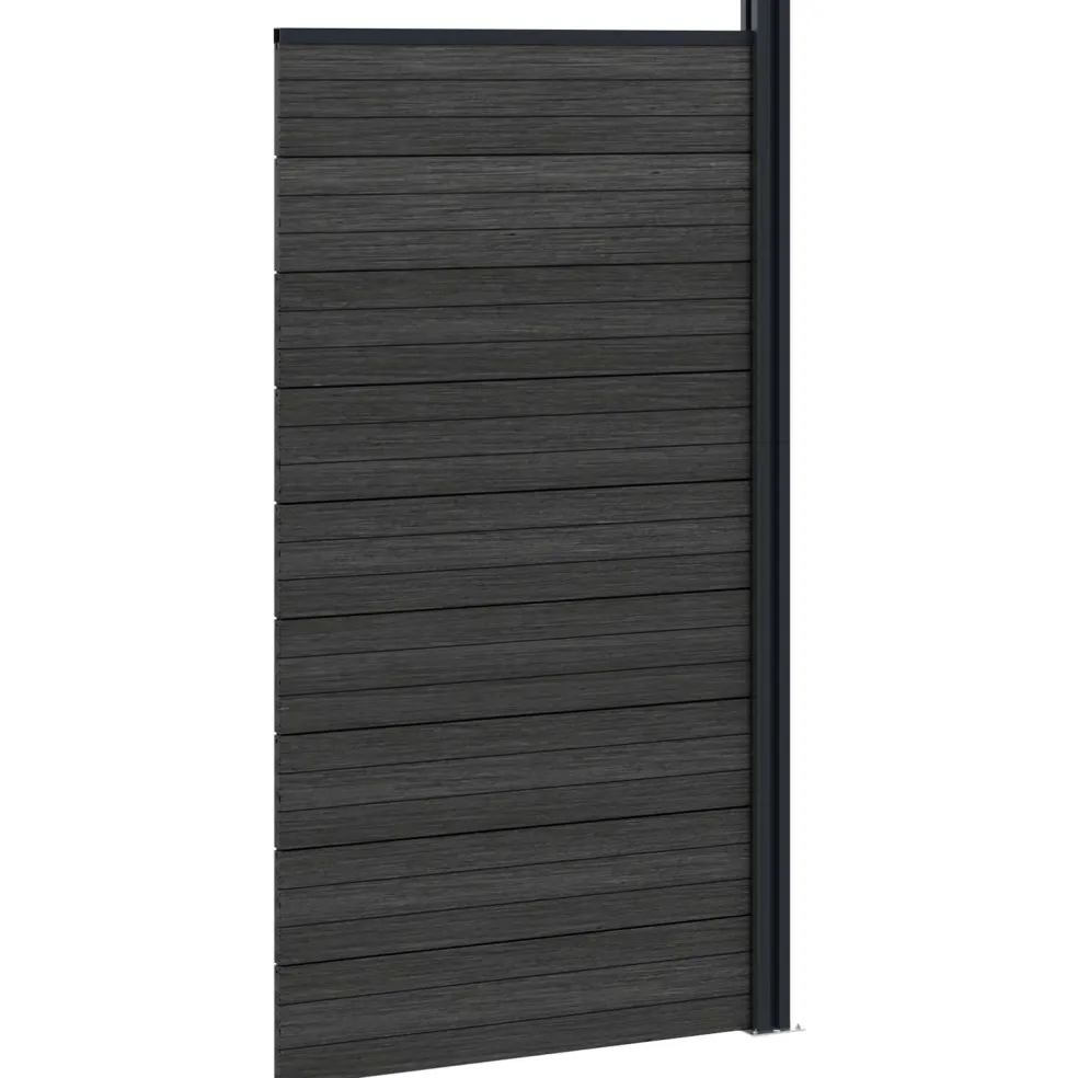 vidaXL Hekpaneel 95 x 186 cm WPC en Aluminium Zwart