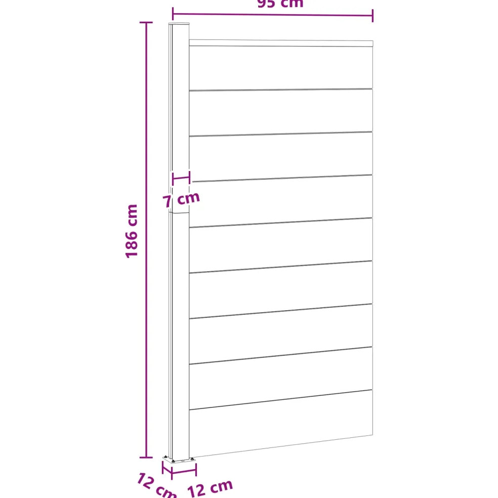 vidaXL Hekpaneel 95 x 186 cm WPC en Aluminium Zwart
