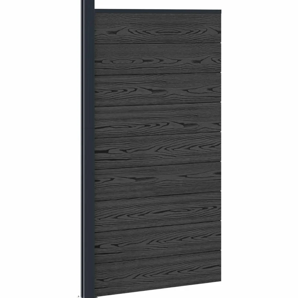 vidaXL Hekpaneel 95 x 186 cm WPC en Aluminium Zwart