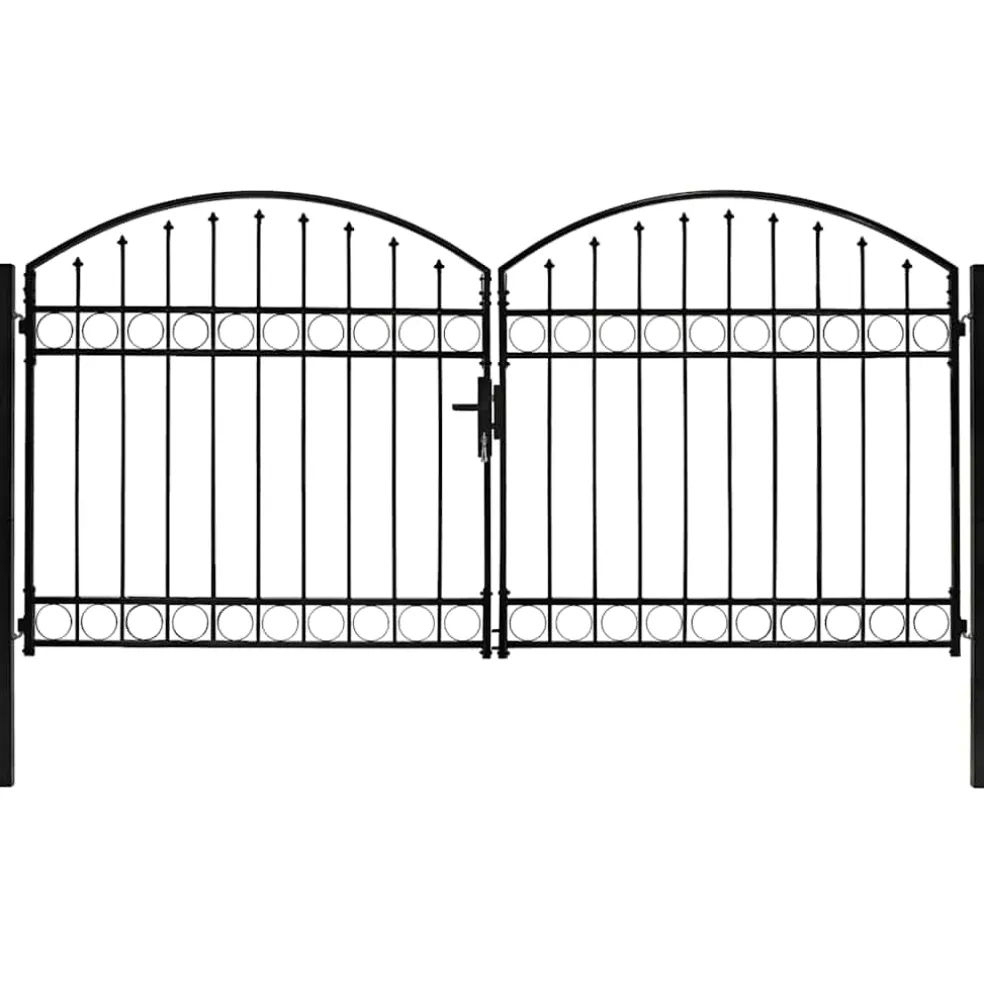 vidaXL Hekpoort ASSEN dubbele deur met gebogen bovenzijde staal 300x125 cm