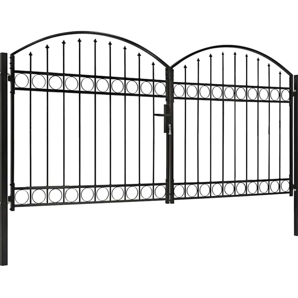 vidaXL Hekpoort ASSEN dubbele deur met gebogen bovenzijde staal 300x125 cm