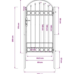 vidaXL Hekpoort ASSEN 100 x 175 cm Gepoedercoat staal Vergrendelbaar
