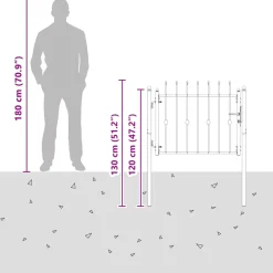 vidaXL Hekpoort ASTEN 100 x 75 cm Metaal Zwart Vergrendelbaar