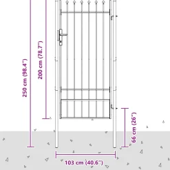 vidaXL Hekpoort BOXTEL 103 x 250 cm Gepoedercoat staal Grijs