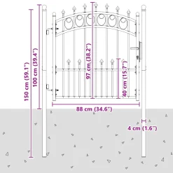 vidaXL Hekpoort EMMEN met stalen pinnen 104x87 cm zwart