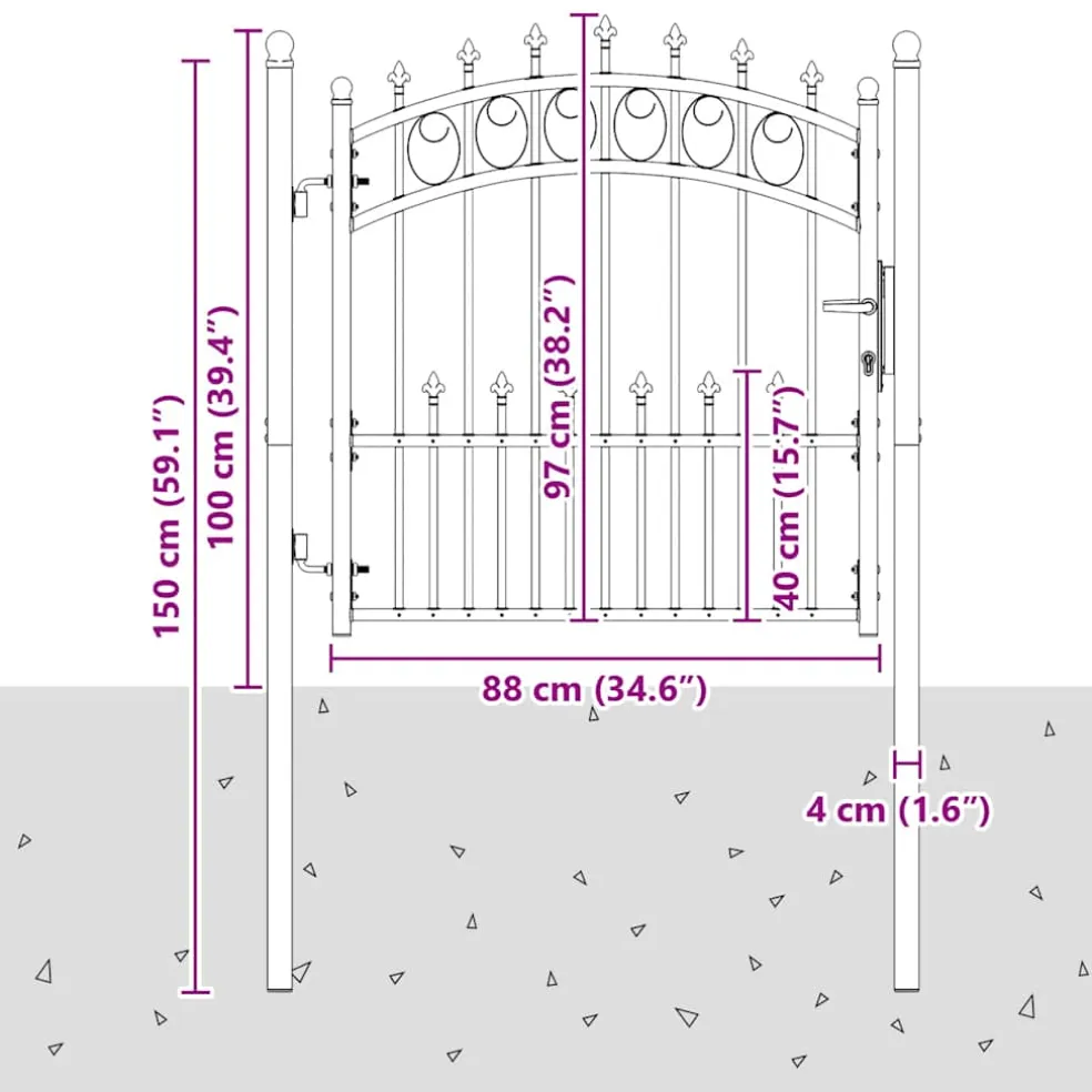vidaXL Hekpoort EMMEN met stalen pinnen 104x87 cm zwart