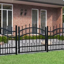 vidaXL Hekpoort KAMPEN met speerpunt zwart 103x75 cm staal