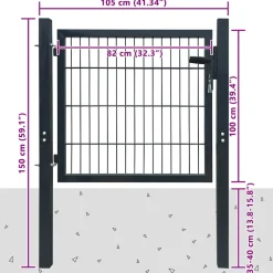 vidaXL Hekpoort staal antraciet 100x100 cm