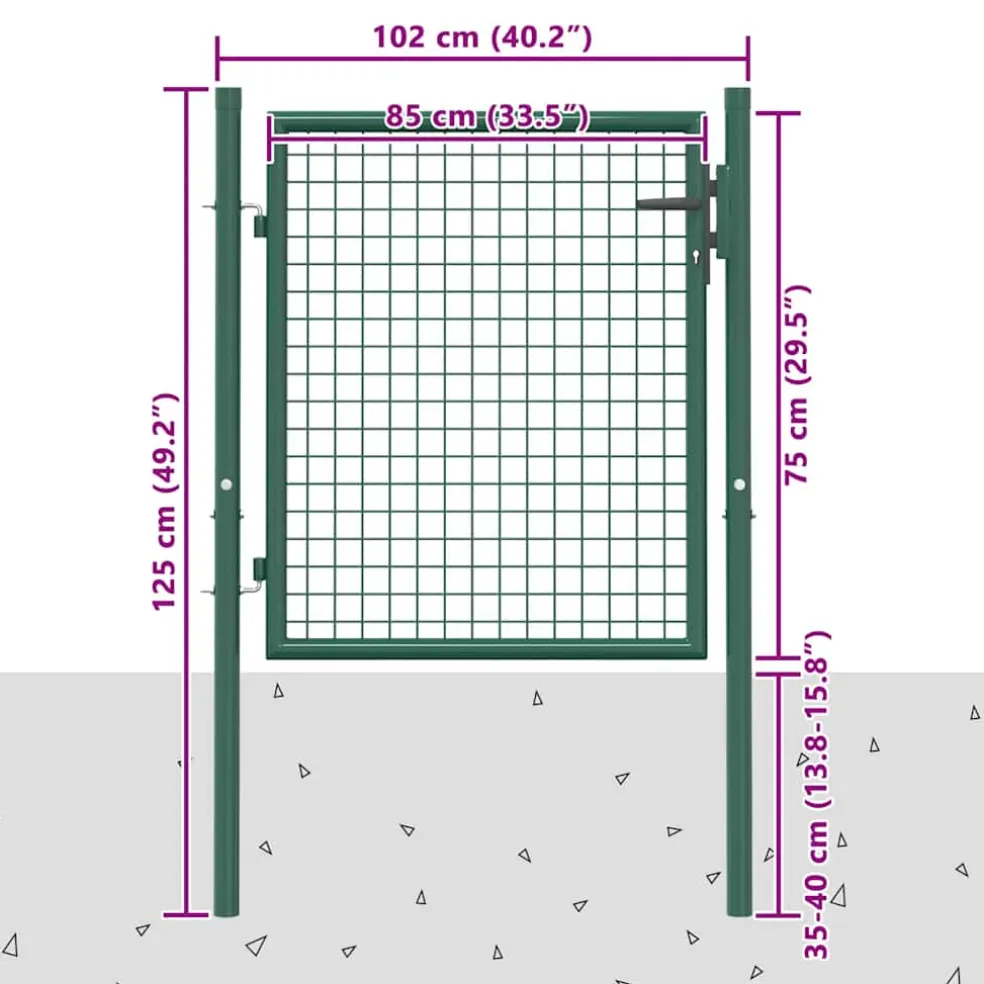 vidaXL Hekpoort staal 100x75 cm groen