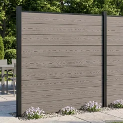 vidaXL Hek set 7 st 1218 x 186 cm WPC en Aluminium Grijs