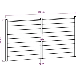 vidaXL Hek set 353 x 186 cm WPC en Aluminium Grijs
