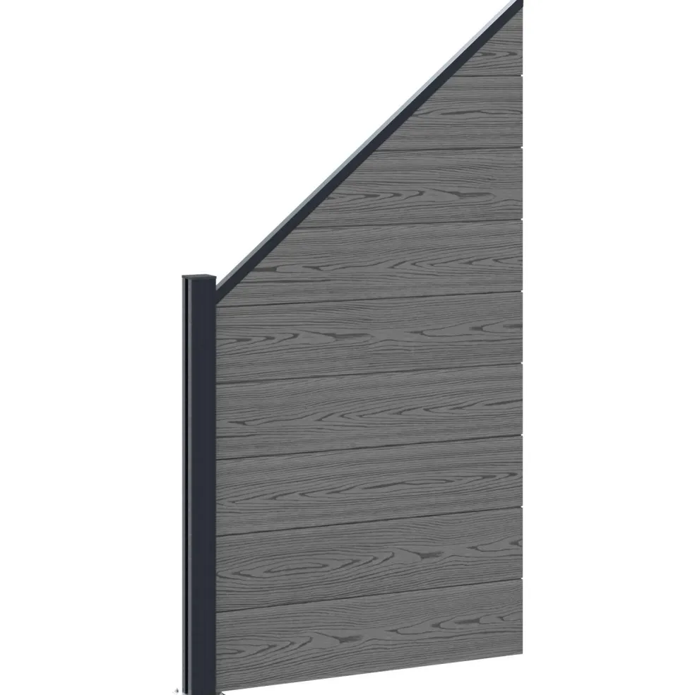 vidaXL Hek set 619 x 186 cm WPC en Aluminium Grijs
